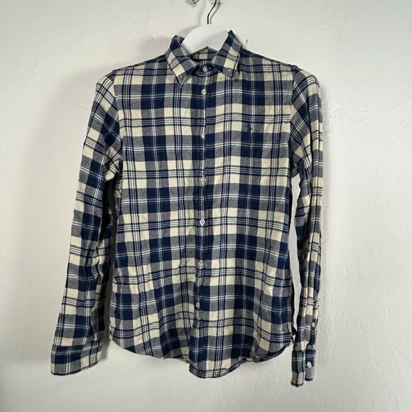 Ralph Lauren Mens Classic Fit Plaid Flannel Button-Up Shirt Medium Blue/White - Picture 1 of 8